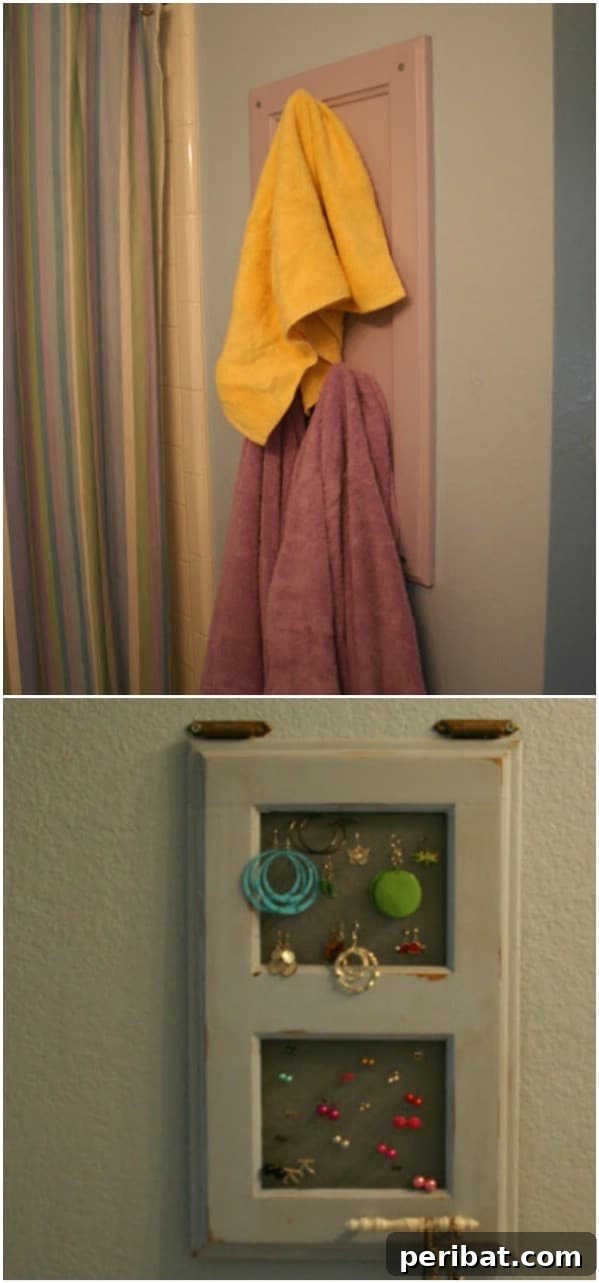 Repurposed Cabinet Door Towel Holder