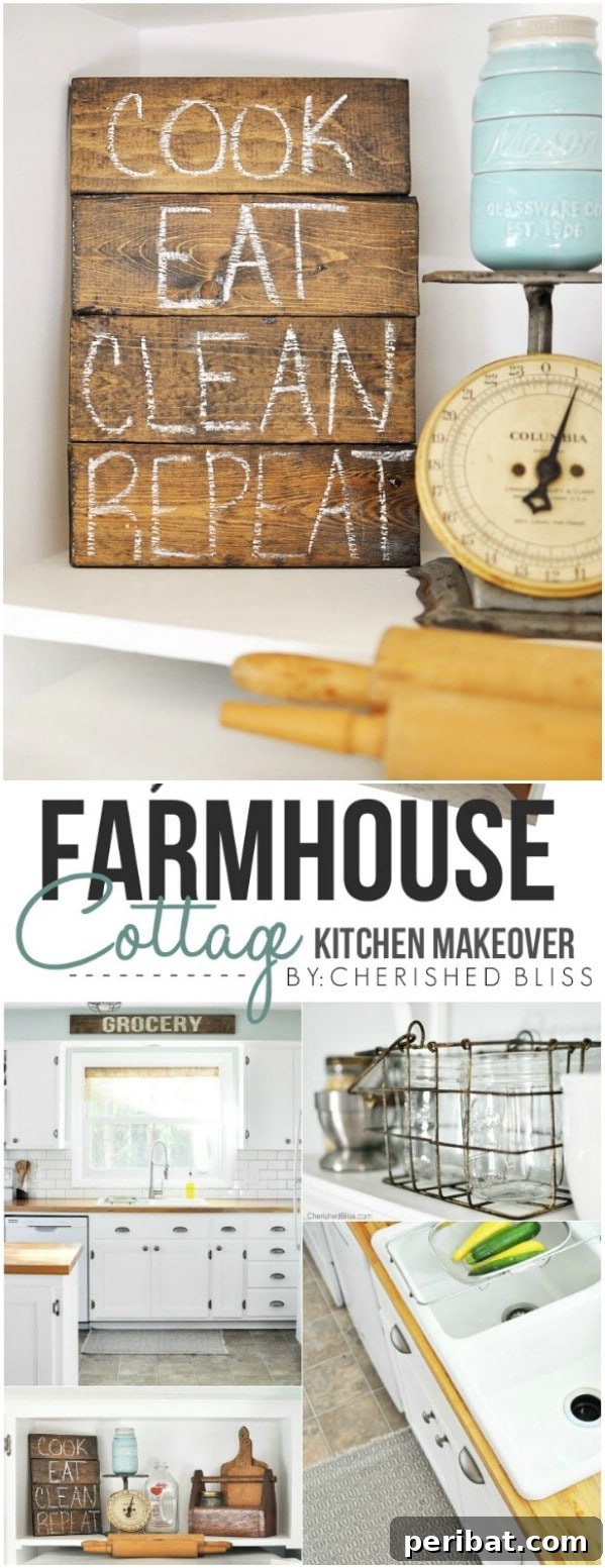 Cottage Style Kitchen with White Cabinets and Rustic Decor