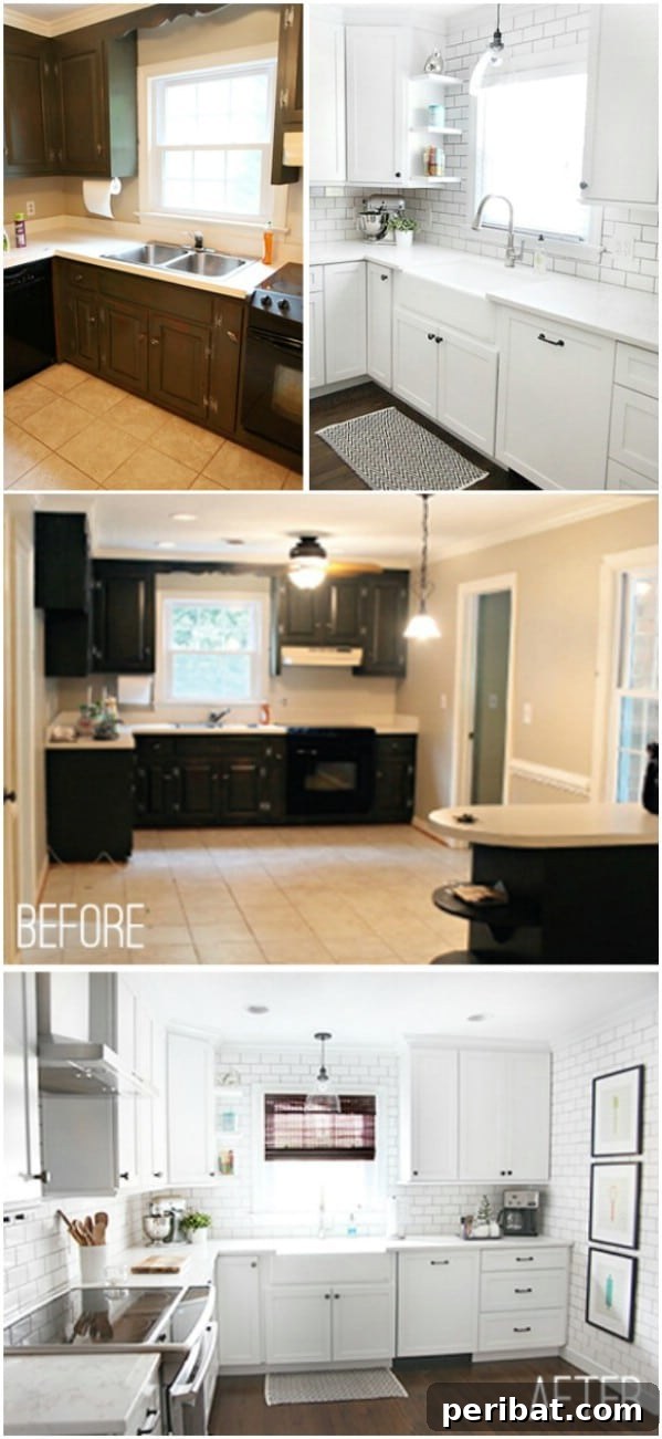 Kitchen with White Subway Tiled Walls and Clean Decor