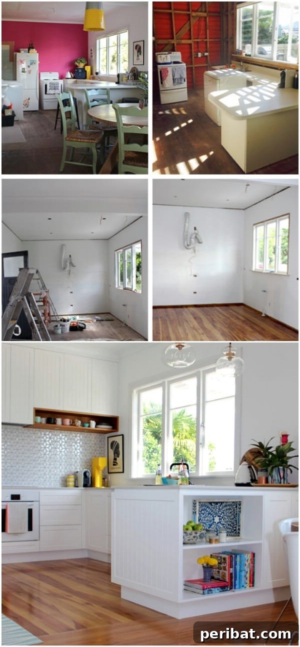 Modern Bungalow Kitchen Design with White Cabinets and Storage