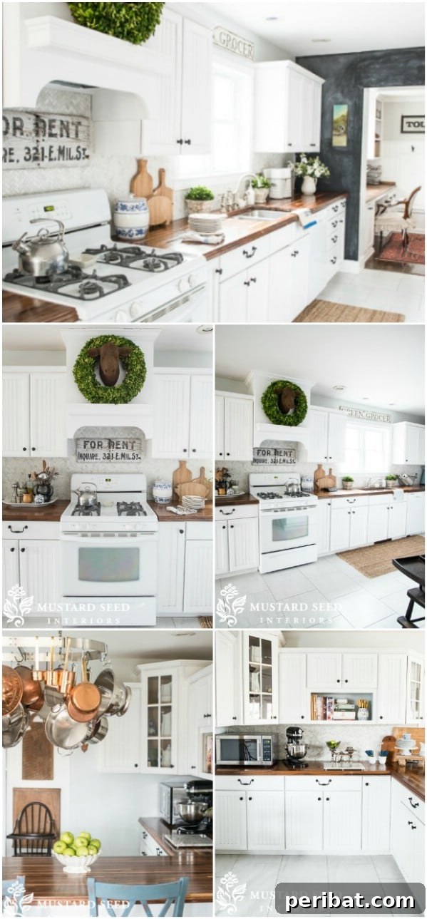 Chalkboard Wall in a White Kitchen for Family Notes and Lists