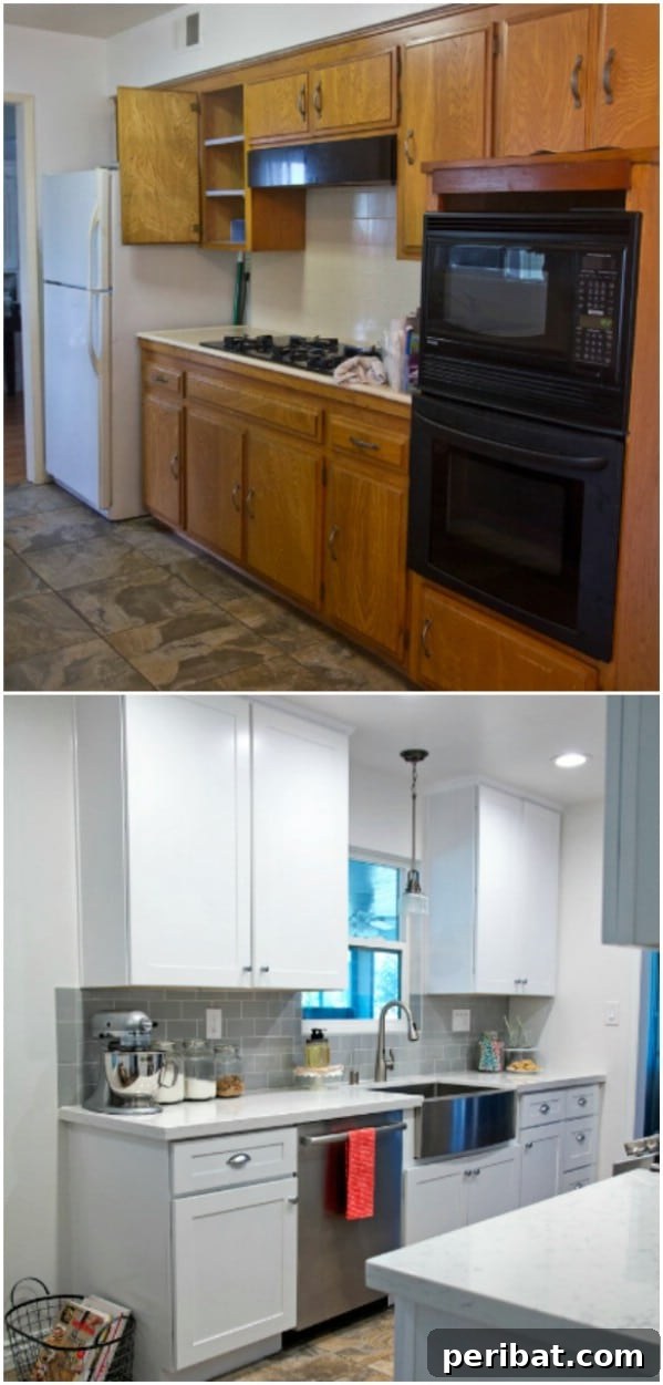 Gray and White Gallery Kitchen with Elegant Decor