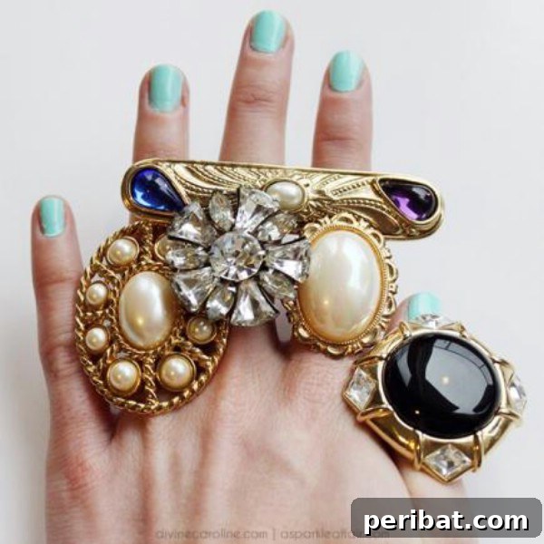 Vintage Brooch Cocktail Ring