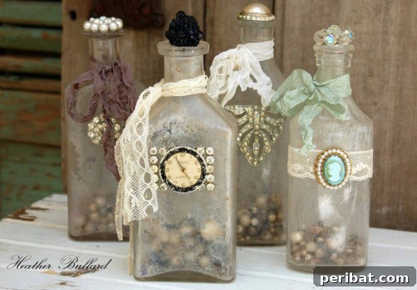 Repurposed Jewelry Bottle Décor