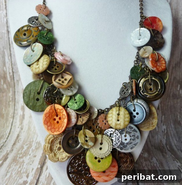 Vintage Jeweled Button Necklace