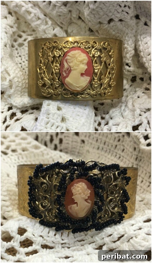 Vintage Cameo Cuff Bracelet