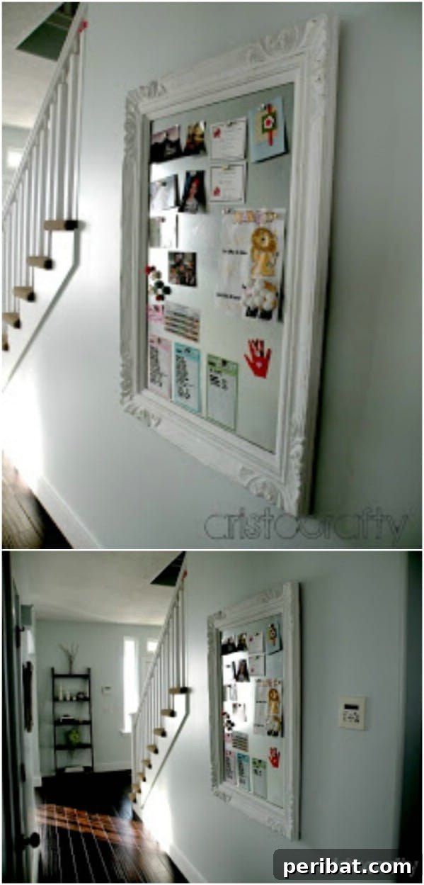 Upcycled Mirror Frame turned into a Decorative Magnet Board
