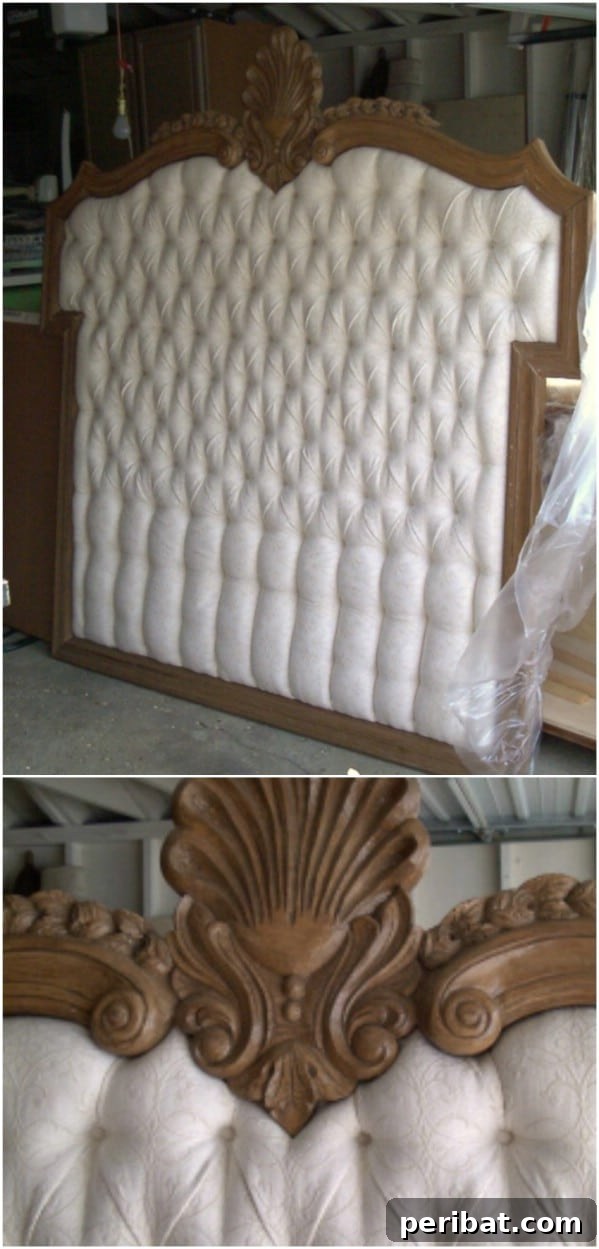 Repurposed Mirror Headboard, upholstered and elegant
