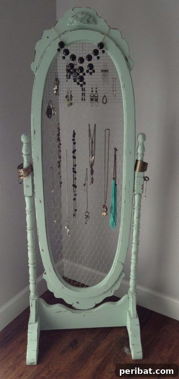 Repurposed Mirror Jewelry Stand, large and elegant