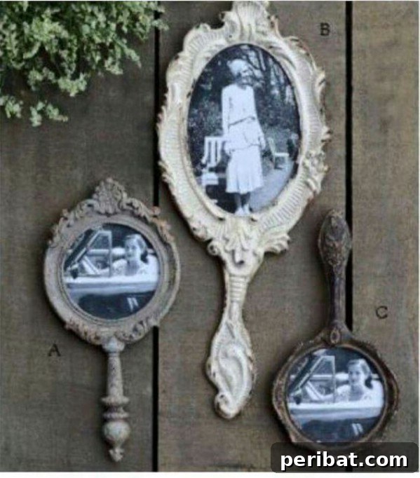 Upcycled Hand Mirror Picture Frames, antique and decorative