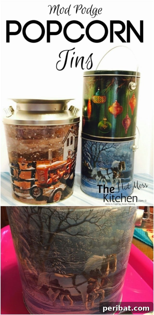 20 Ingenious Popcorn Tin Transformations 13 Mod Podge DIY Gift Tins