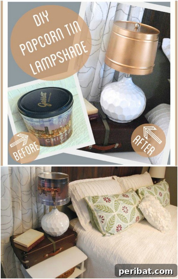 20 Ingenious Popcorn Tin Transformations 15 Easy DIY Popcorn Tin Lampshade