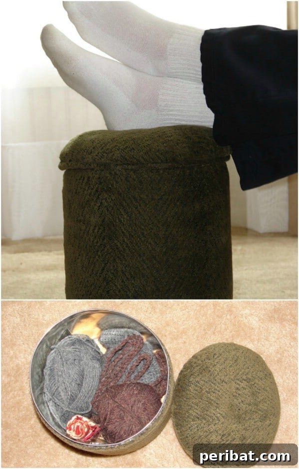 20 Ingenious Popcorn Tin Transformations 18 Upcycled Popcorn Tin Ottoman