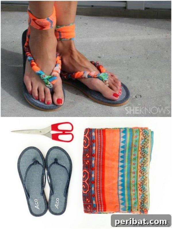Transform Old Scarves into Stunning Creations for Zero Cost 14 Cute DIY Scarf Strappy Sandals