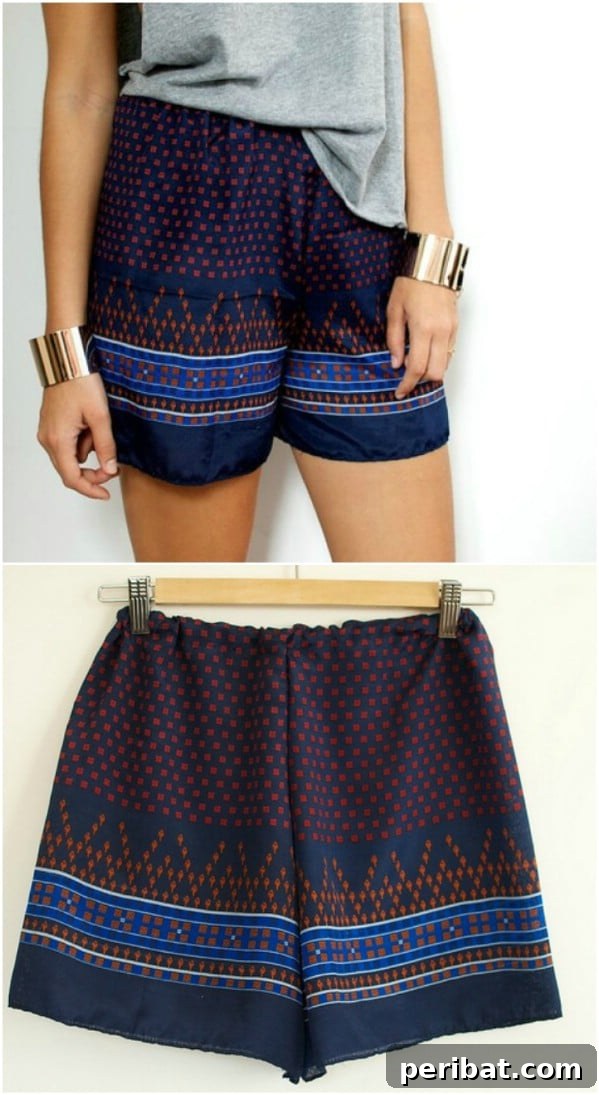 Transform Old Scarves into Stunning Creations for Zero Cost 21 DIY Scarf Print Shorts