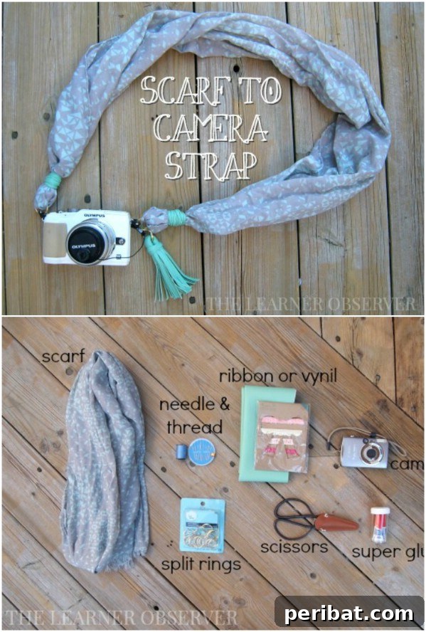 Transform Old Scarves into Stunning Creations for Zero Cost 29 Repurposed Scarf Camera Strap