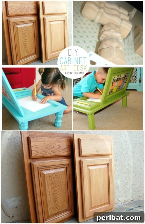 Unlock Kid Magic: 35 Household Item Crafts 12 Upcycled Cabinet Doors Turned Art Desk
