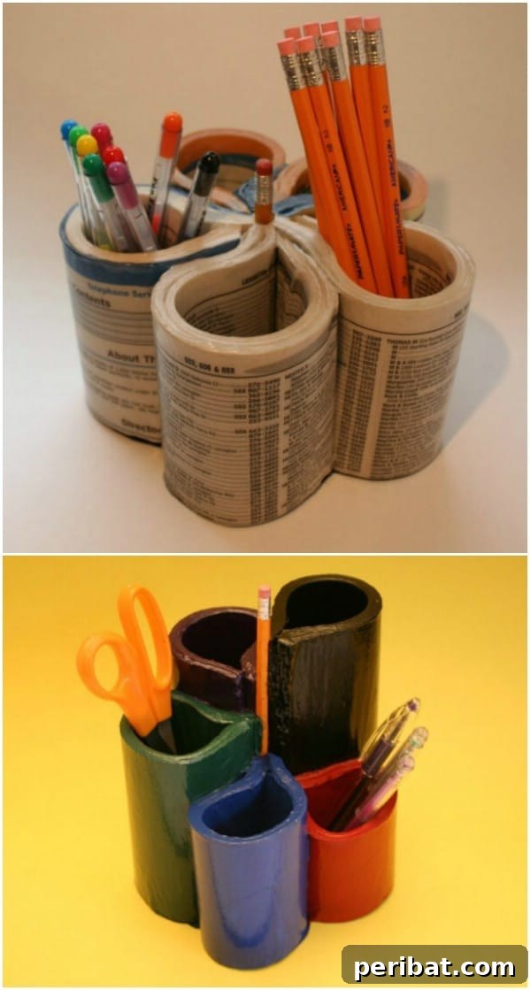 Unlock Kid Magic: 35 Household Item Crafts 25 Upcycled Phone Book Turned Pen And Pencil Holder