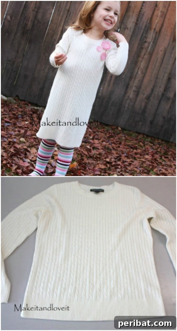 Unlock Kid Magic: 35 Household Item Crafts 30 Adult Sweater Into Girl’s Sweater Dress