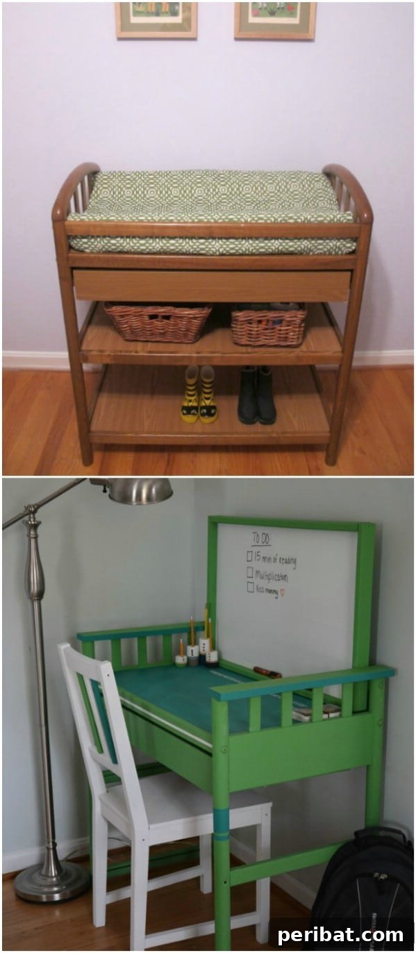 Unlock Kid Magic: 35 Household Item Crafts 33 Changing Table Into Desk Repurpose