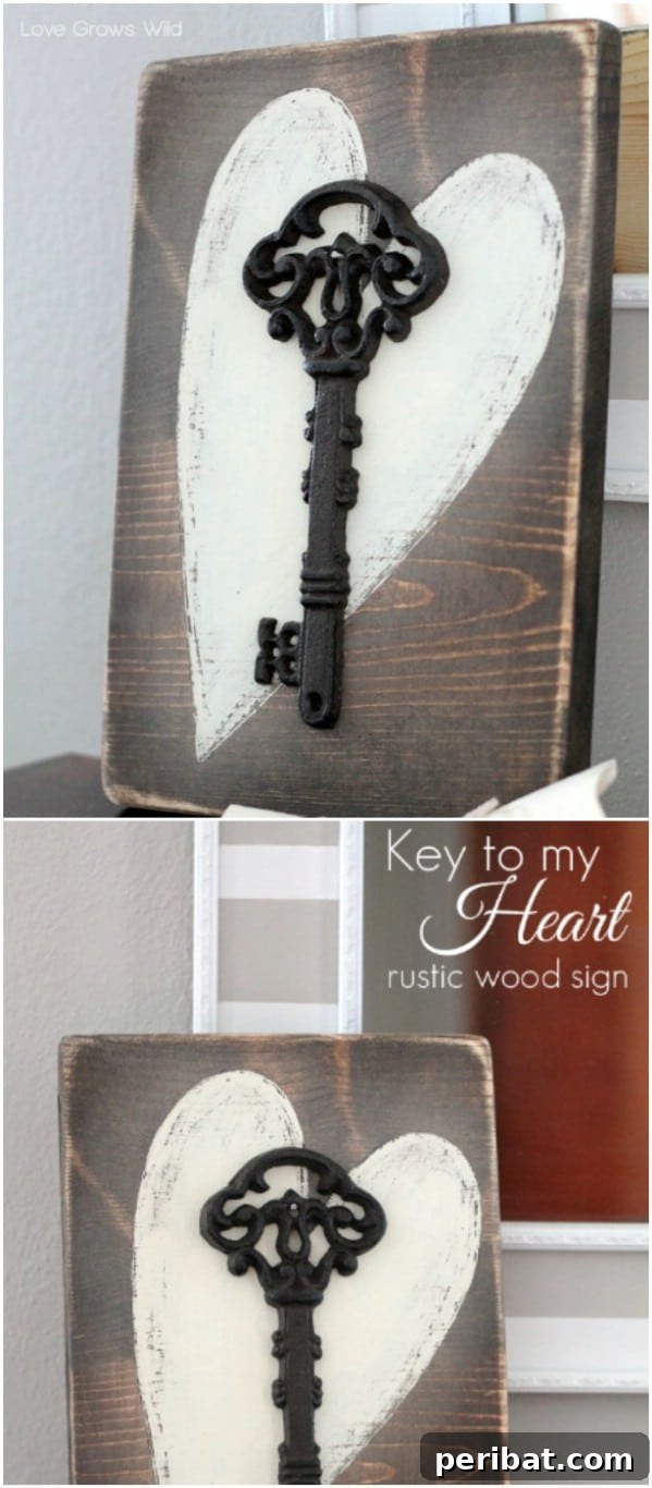 50 Charming Wooden Signs for Rustic Home Appeal 34 DIY Rustic Key To My Heart Sign with Metal Key