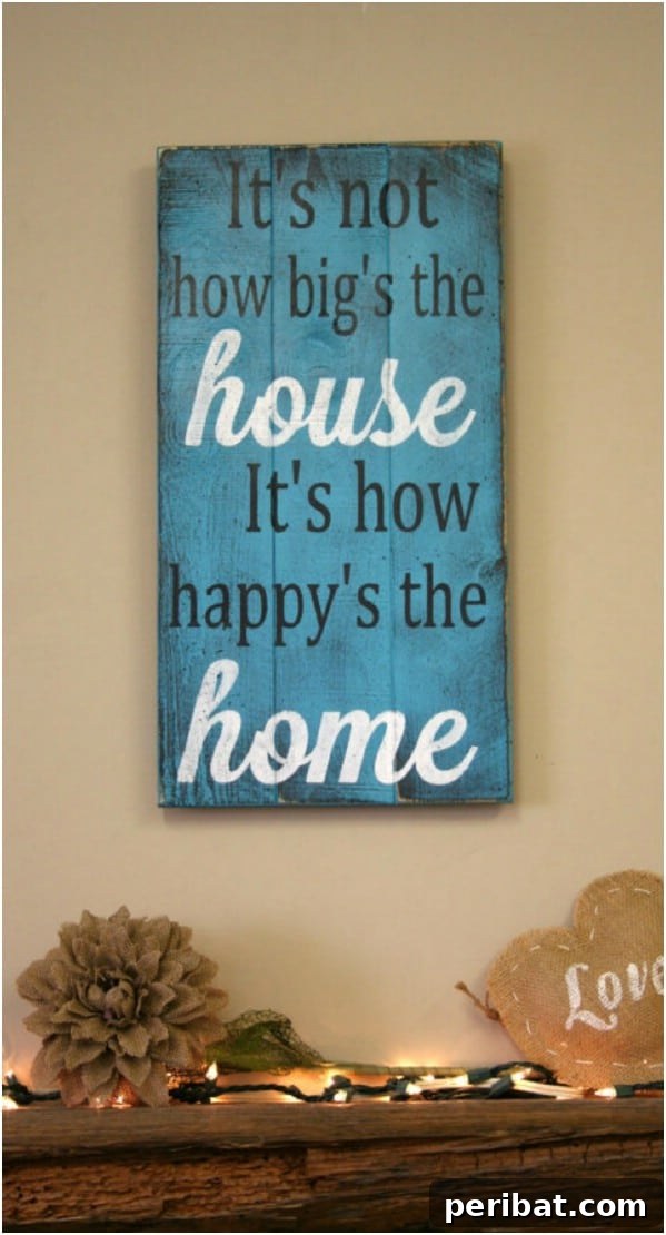 50 Charming Wooden Signs for Rustic Home Appeal 5 Distressed Blue Happy Home Wall Sign