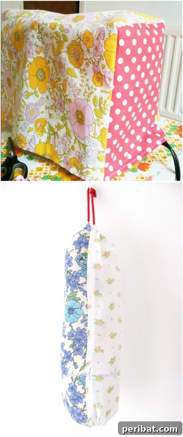 30 Genius Ways to Transform Old Bed Sheets 19 DIY Plastic Bag Holder From Sheets
