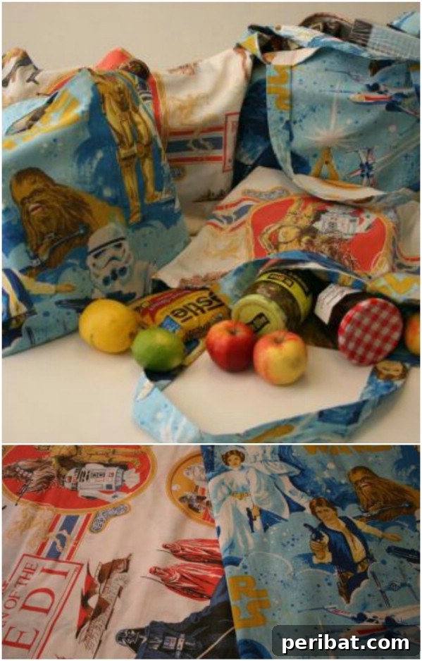 Repurposed Sheet Reusable Shopping Bag