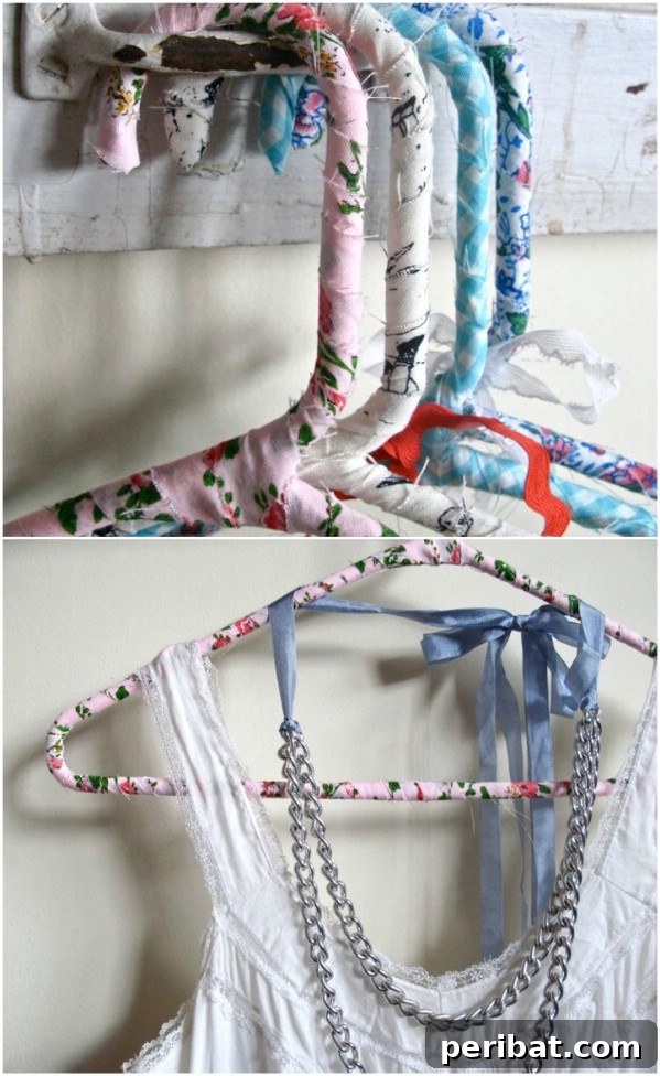 30 Genius Ways to Transform Old Bed Sheets 10 Repurposed Sheets Into Fabric Covered Hangers