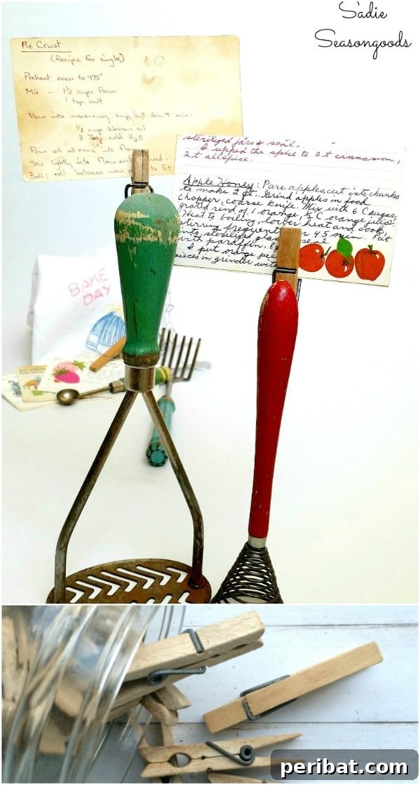 Unlock Creativity: Transform Forgotten Kitchen Tools into Stunning Decor 13 Vintage Cooking Utensil Recipe Card Holders