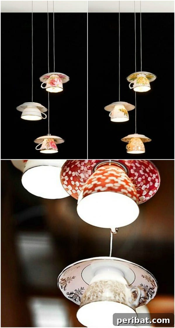 Unlock Creativity: Transform Forgotten Kitchen Tools into Stunning Decor 14 DIY Cup And Saucer Lights