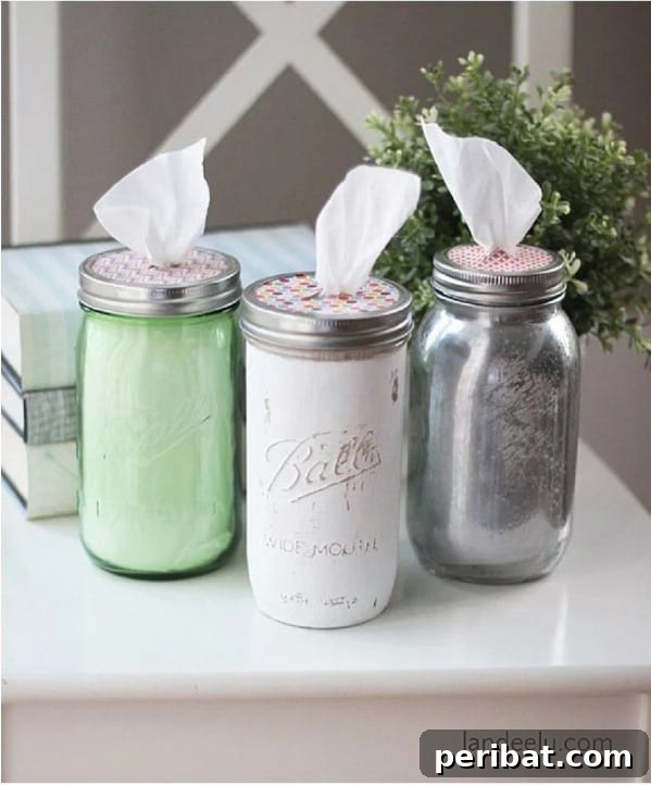 Unlock Creativity: Transform Forgotten Kitchen Tools into Stunning Decor 18 Repurposed Mason Jar Tissue Holder
