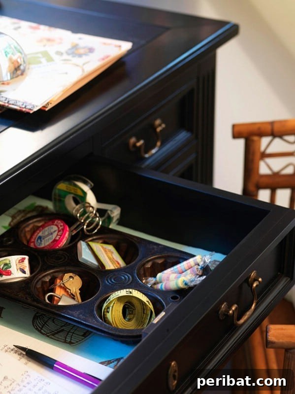 Unlock Creativity: Transform Forgotten Kitchen Tools into Stunning Decor 19 Upcycled Muffin Tin Drawer Organizer