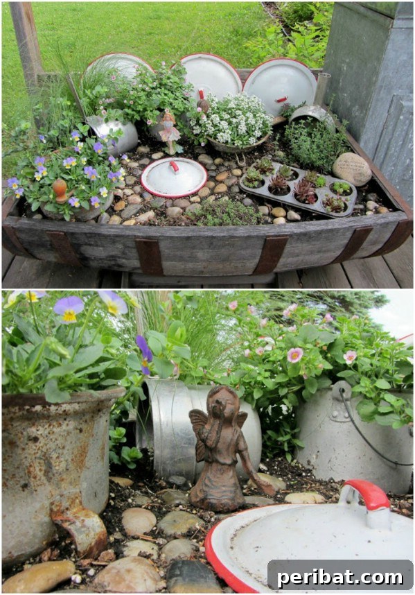Unlock Creativity: Transform Forgotten Kitchen Tools into Stunning Decor 22 Repurposed Pots And Pans Fairy Garden Décor