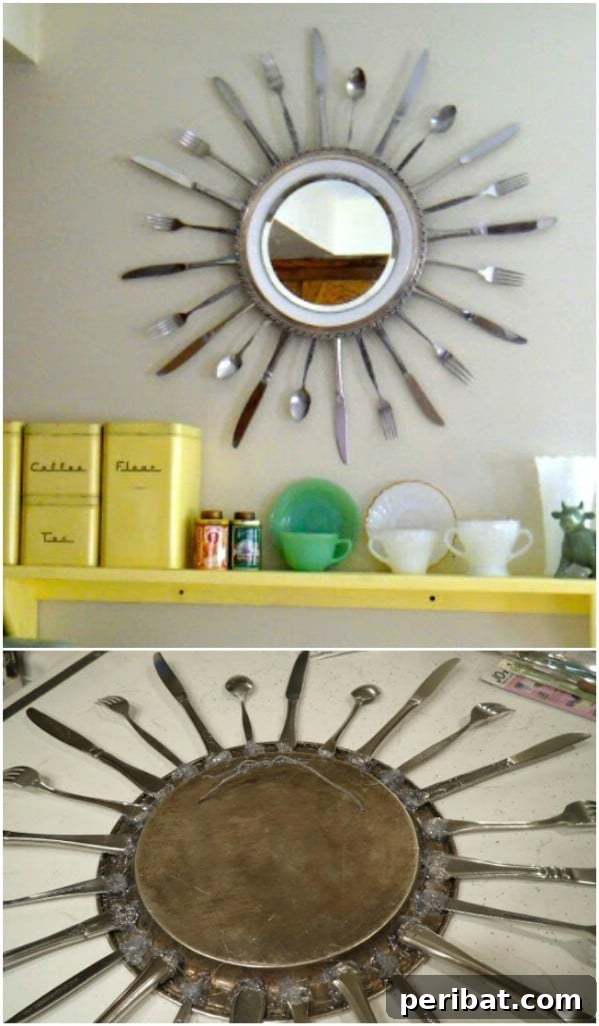 Unlock Creativity: Transform Forgotten Kitchen Tools into Stunning Decor 24 Upcycled Silverware Starburst Mirror