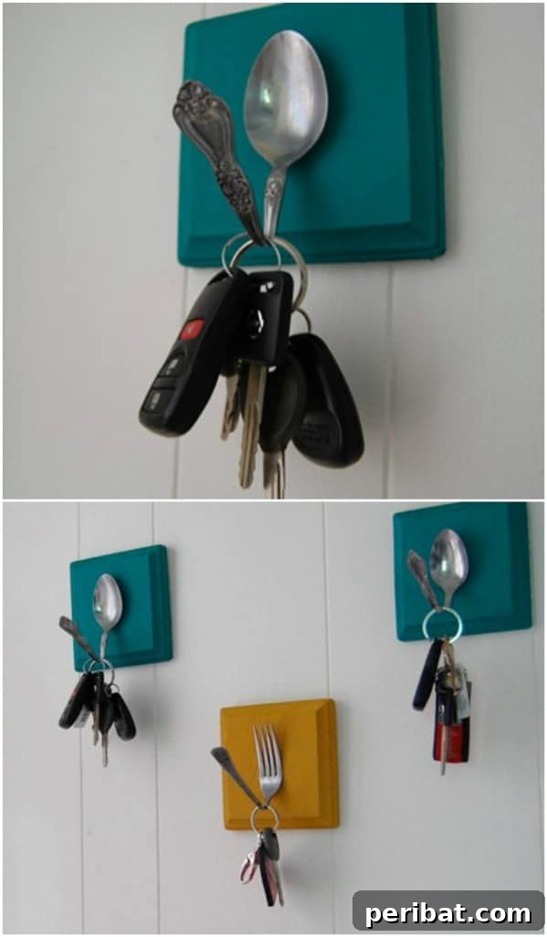 Unlock Creativity: Transform Forgotten Kitchen Tools into Stunning Decor 26 Repurposed Silverware Key Hooks