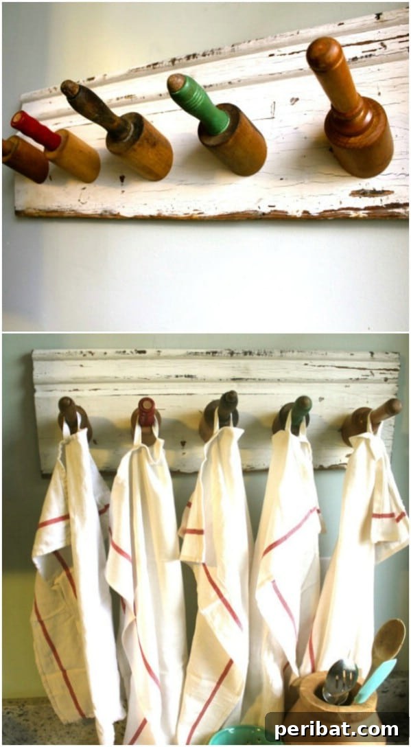 Unlock Creativity: Transform Forgotten Kitchen Tools into Stunning Decor 30 Farmhouse Style Rolling Pin Rack