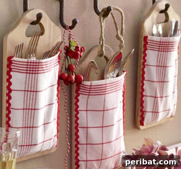Unlock Creativity: Transform Forgotten Kitchen Tools into Stunning Decor 34 Cutting Board Silverware Bag