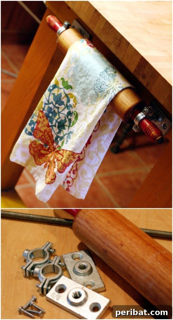 Unlock Creativity: Transform Forgotten Kitchen Tools into Stunning Decor 45 Vintage Rolling Pin Towel Rack