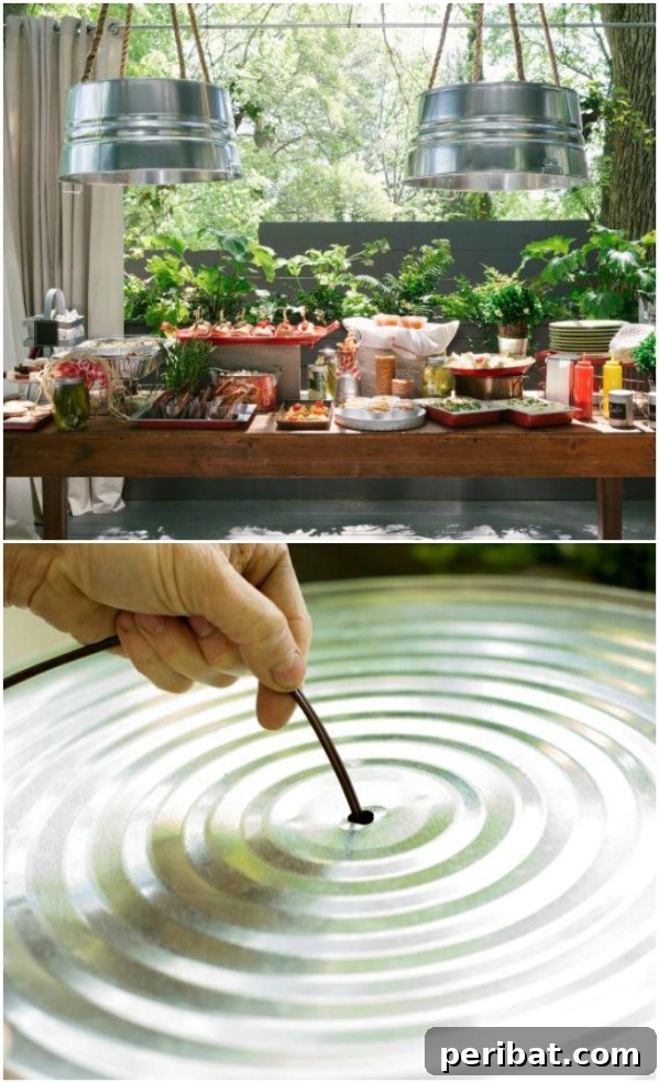 Unlock Creativity: Transform Forgotten Kitchen Tools into Stunning Decor 47 Repurposed Galvanized Washtub Light