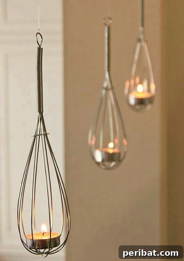 Unlock Creativity: Transform Forgotten Kitchen Tools into Stunning Decor 48 Upcycled Whisk Tealight Holders