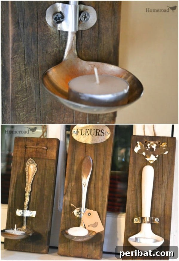 Unlock Creativity: Transform Forgotten Kitchen Tools into Stunning Decor 6 DIY Rustic Ladle Tealight Holders
