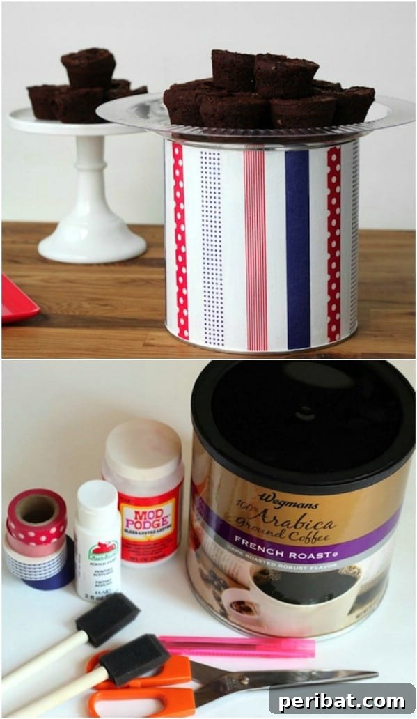 Brewing Up New Uses For Empty Coffee Containers 21 Easy Upcycled Coffee Can Cake Plate