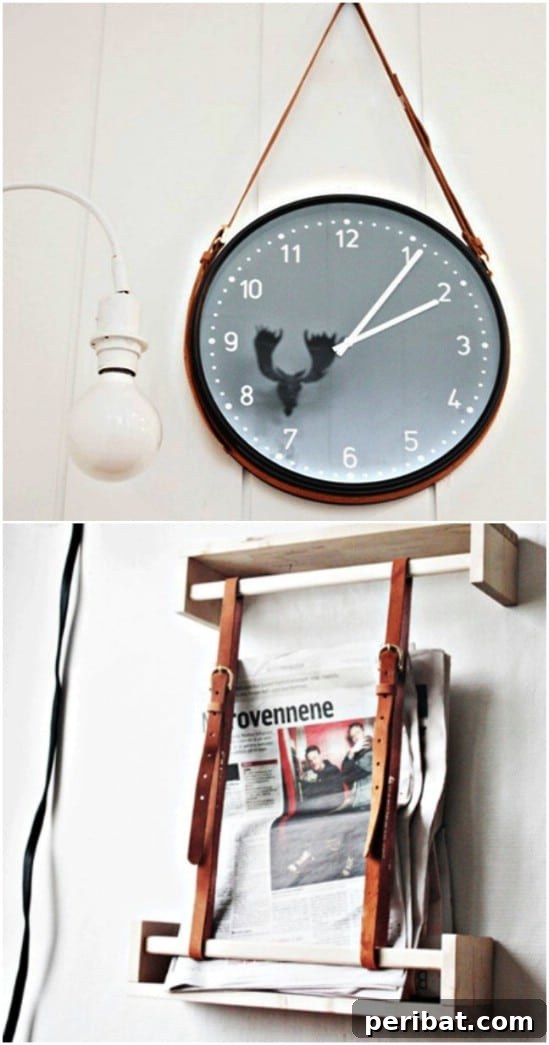 Transform Your Old Leather Belts: 25 Amazing Upcycling Ideas 15 Elegant Clock Hanger
