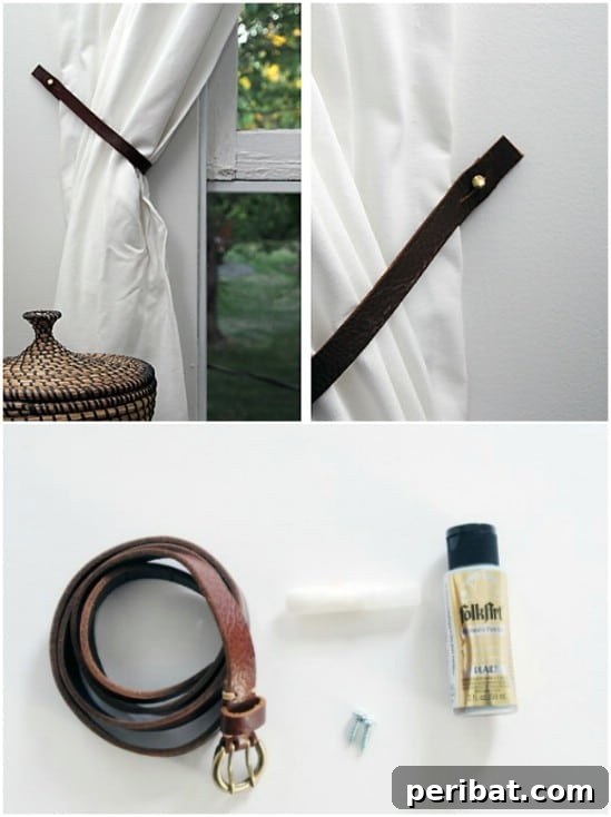 Transform Your Old Leather Belts: 25 Amazing Upcycling Ideas 16 Repurposed Leather Belt Curtain Ties
