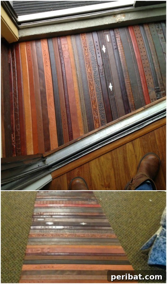 Transform Your Old Leather Belts: 25 Amazing Upcycling Ideas 18 DIY Repurposed Leather Belt Floors