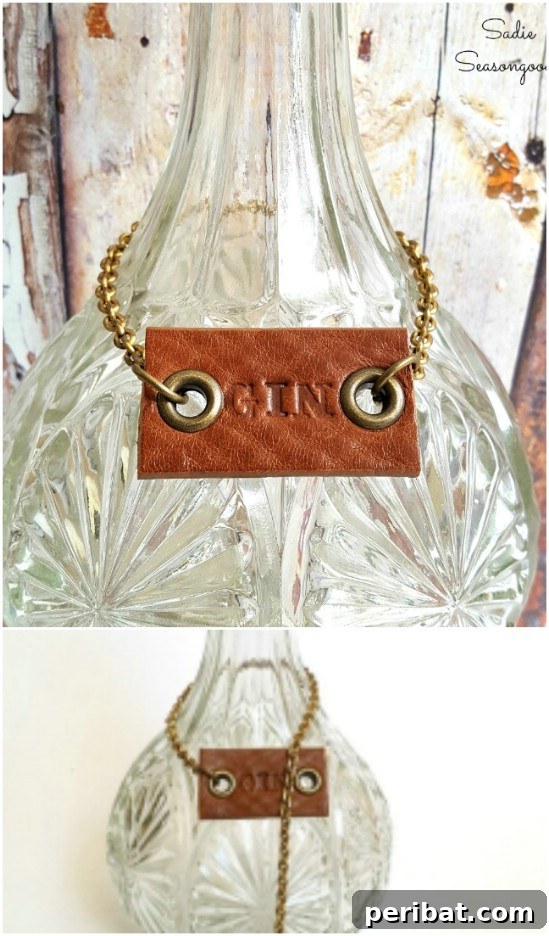 Transform Your Old Leather Belts: 25 Amazing Upcycling Ideas 19 Repurposed Leather Belt Liquor Tags