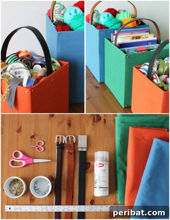 Transform Your Old Leather Belts: 25 Amazing Upcycling Ideas 22 DIY Belted Storage Totes