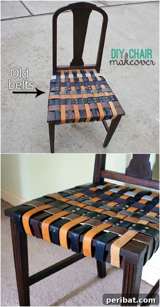 Transform Your Old Leather Belts: 25 Amazing Upcycling Ideas 4 DIY Belted Chair