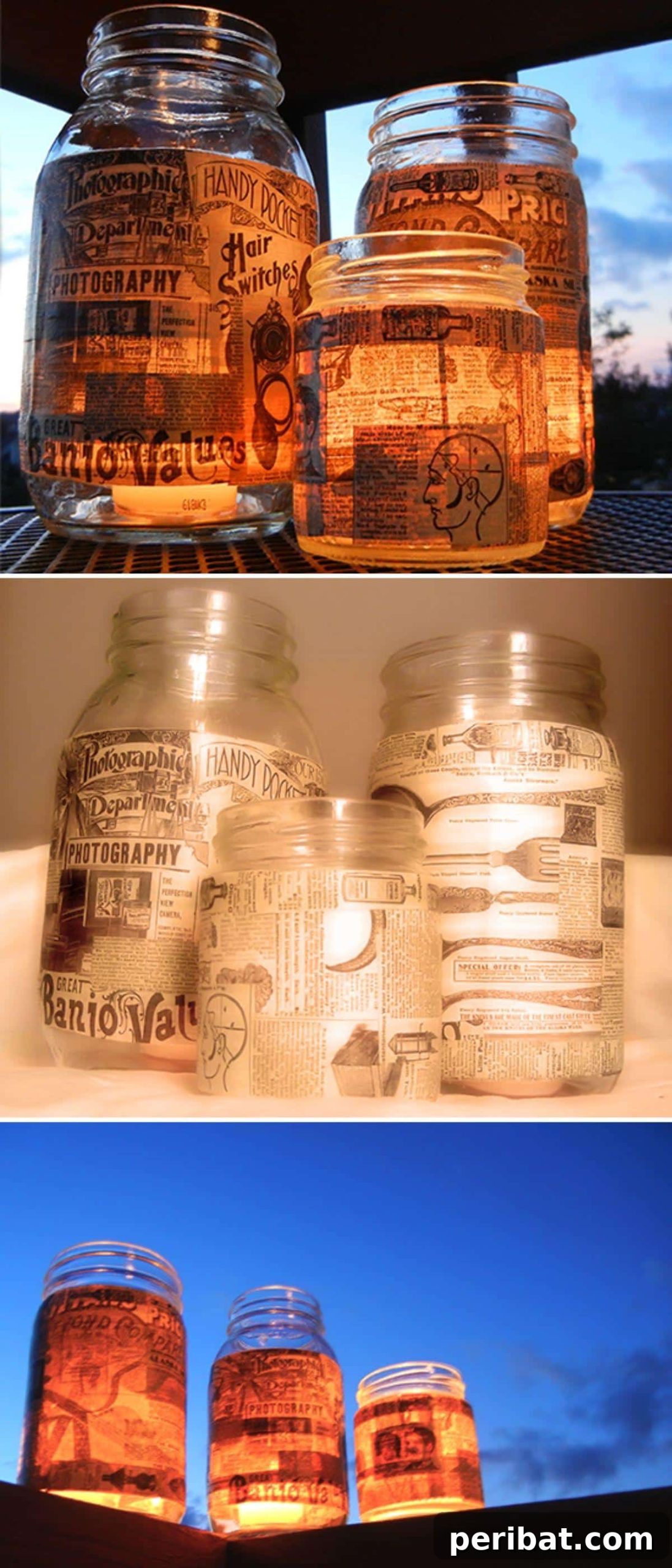 35 Radiant Outdoor Lantern Ideas to Transform Your Garden 19 DIY Decoupage Mason Jar Lanterns